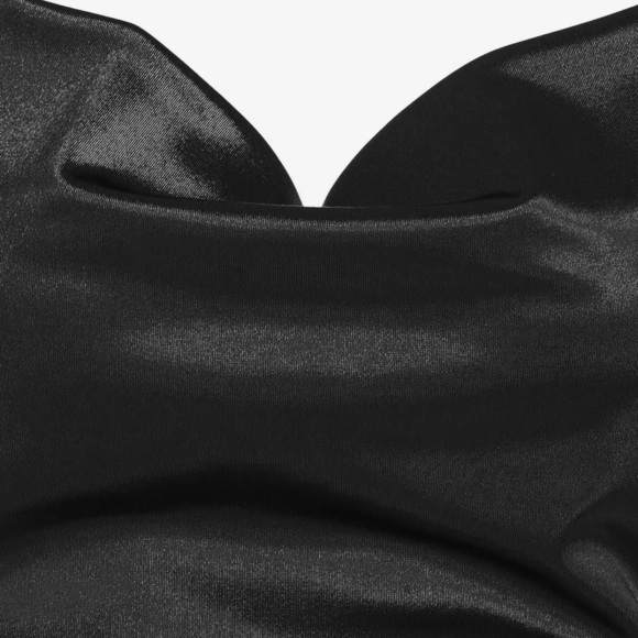 NWT Zaful Satin Sleeveless Spaghetti Strap Side Slit Cowl Neck Mini Slip Dress - Picture 6 of 9